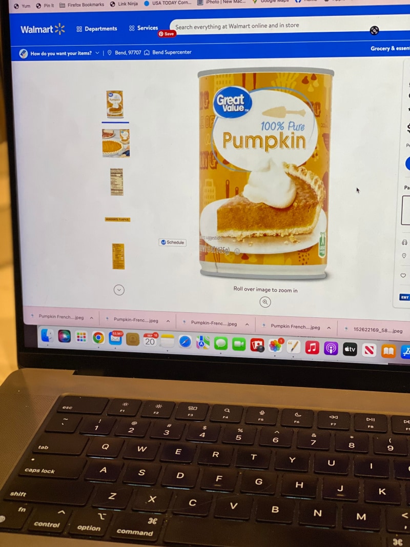 computer showing ordering pumpkin on walmart website