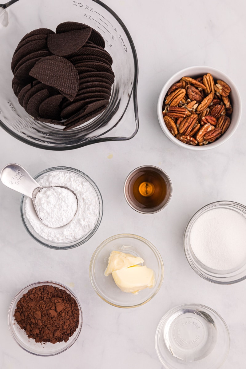 ingredients displayed for making bourbon balls