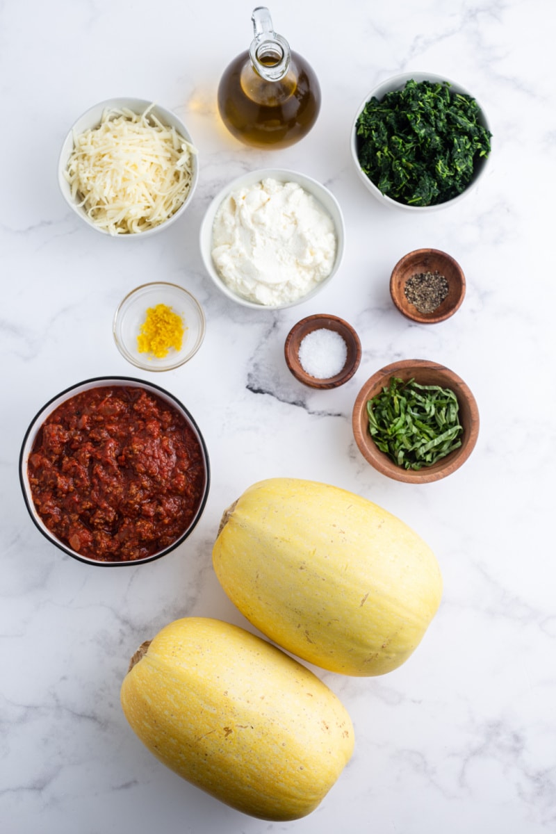 ingredients displayed for making cheesy lasagna boats