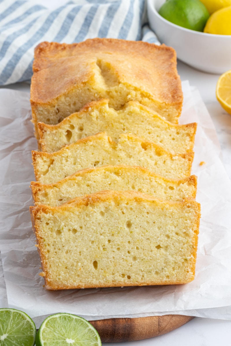 lemon lime pound cake sliced