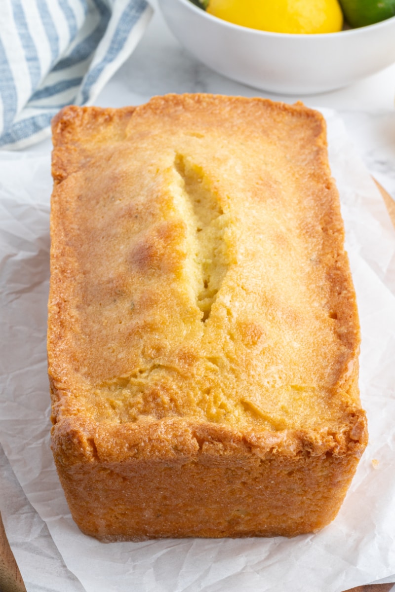 loaf of lemon lime pound cake