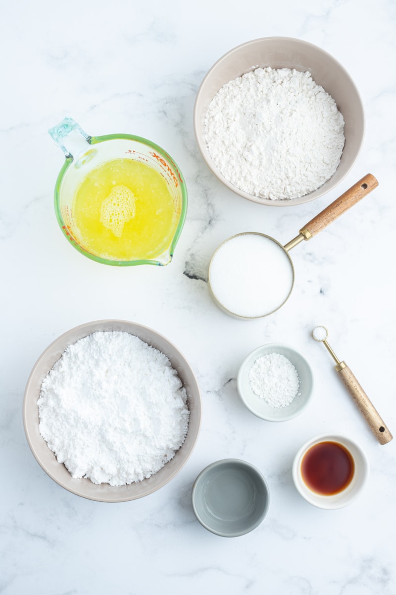 ingredients displayed for making classic angel food cake