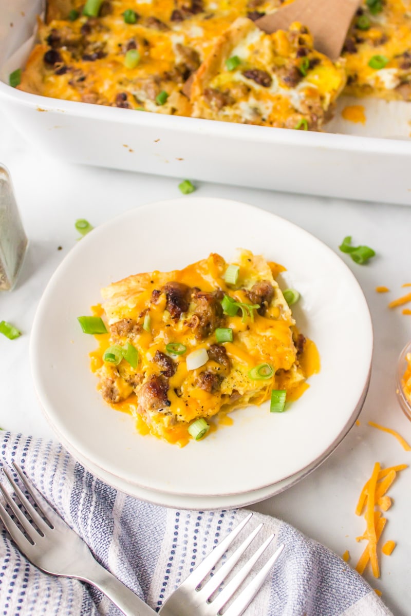 easy brunch casserole serving on plate