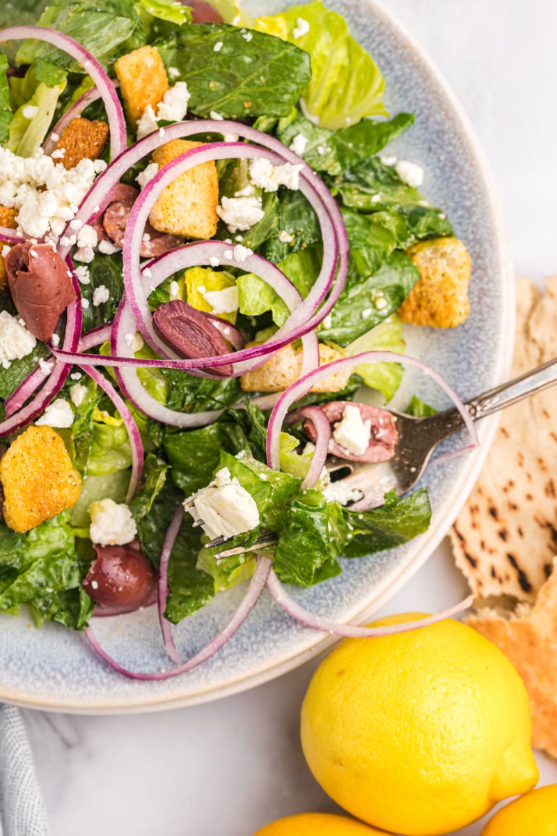 salad on plate with fork