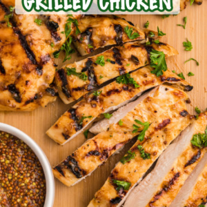 pinterest image for honey mustard grilled chicken