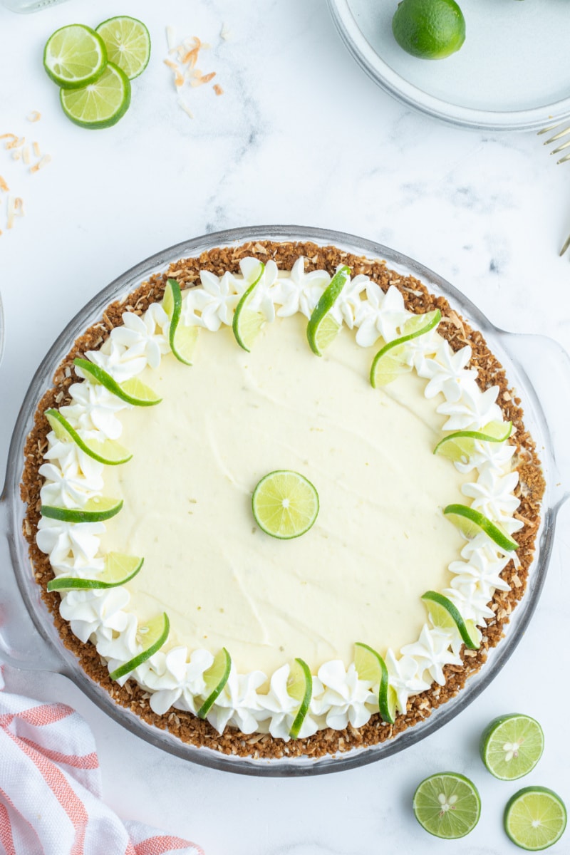 margarita key lime pie overhead shot