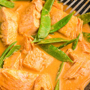 pinterest image for thai coconut red curry salmon