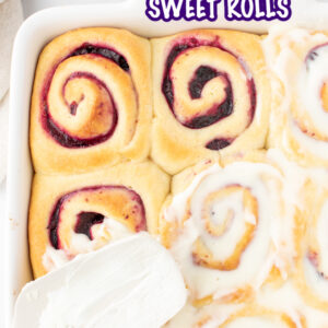 pinterest image for blueberry sweet rolls