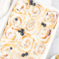 blueberry sweet rolls in pan