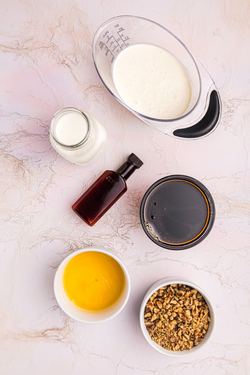 ingredients displayed for making maple walnut ice cream