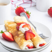 strawberry cream cheese crepes on plate