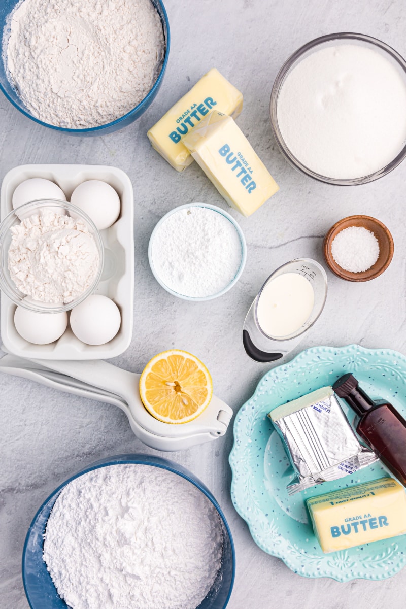 ingredients displayed for making frosted lemon bars