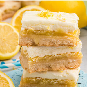 pinterest image for frosted lemon bars