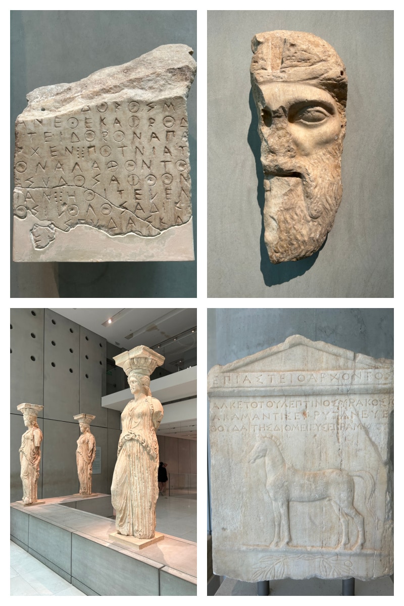collage of ruins at acropolis museum