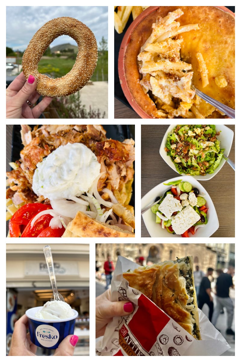 collage of food eaten in greece