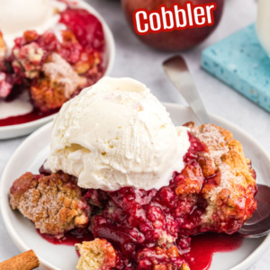 pinterest image for plum cobbler