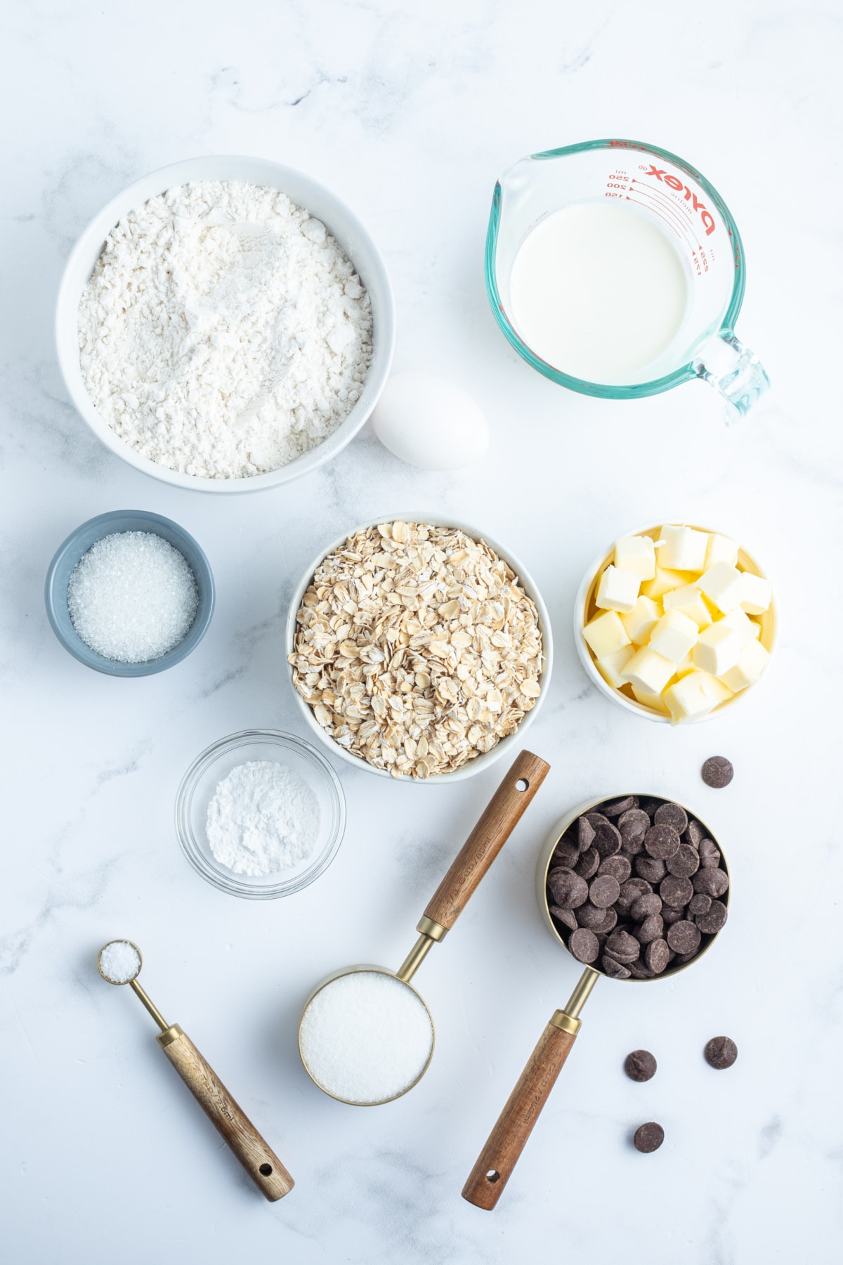 ingredients displayed for making chocolate chip scones