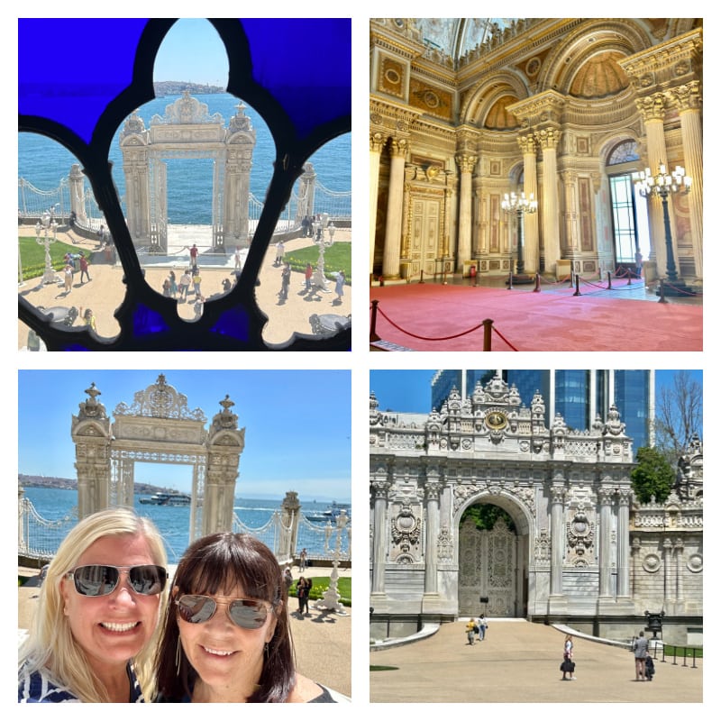 collage of four pics of palace