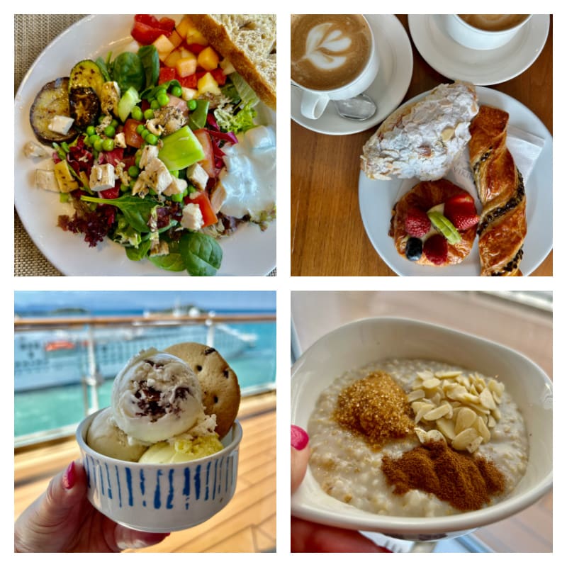 four photos food on viking ship