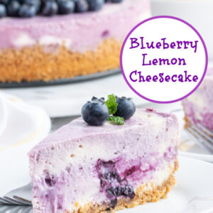 pinterest image for blueberry lemon cheesecake