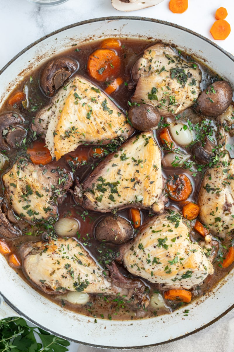 coq au vin in a pot