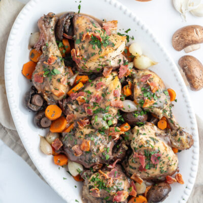 coq au vin on a platter