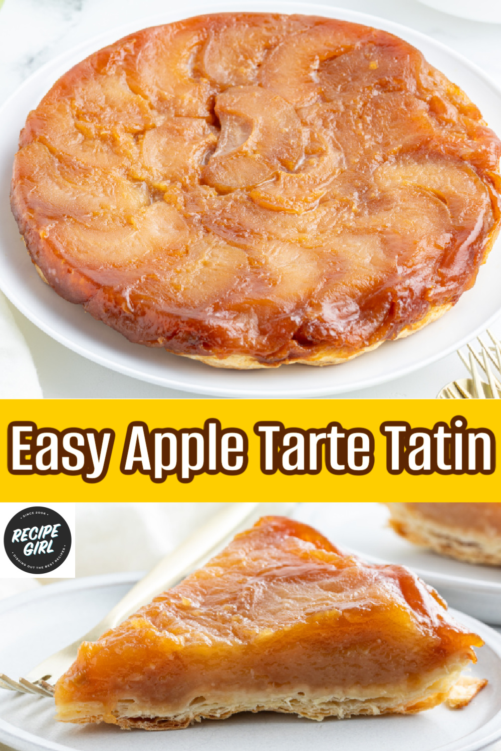 pinterest image for easy apple tarte tatin