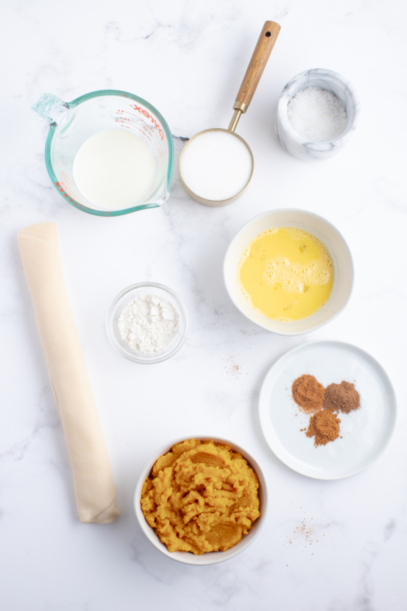 ingredients displayed for making mom's pumpkin pie