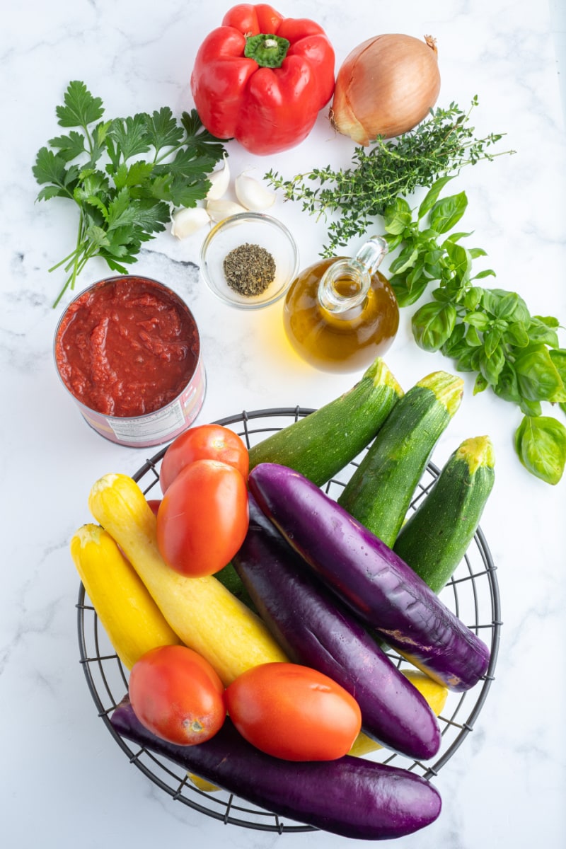 ingredients displayed for making ratatouille