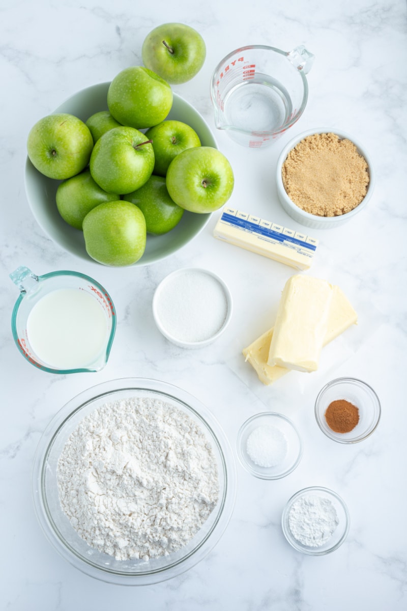 ingredients displayed for making apple dumplings