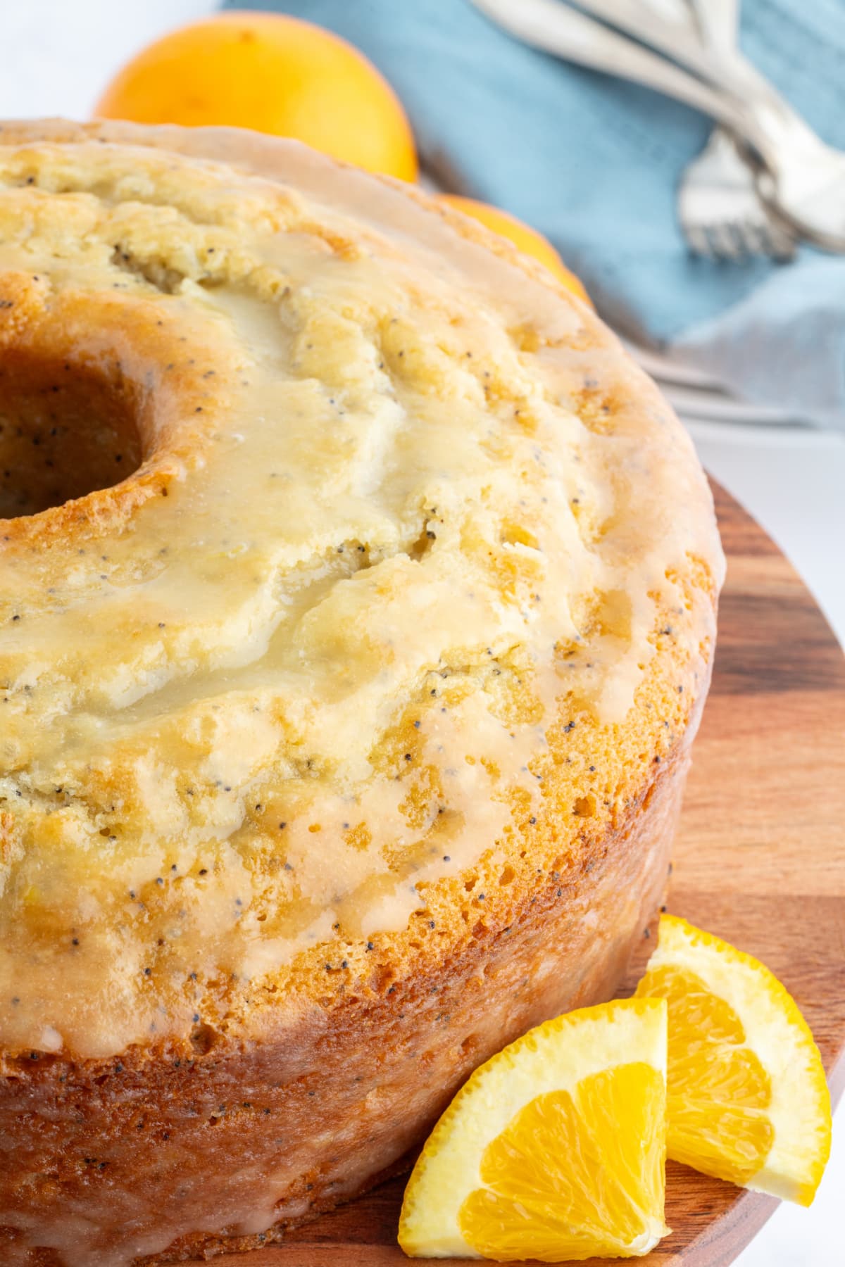 side peek at almond orange poppy seed cake