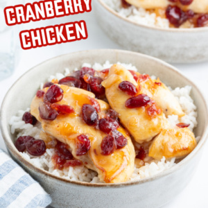 pinterest image for apricot cranberry chicken