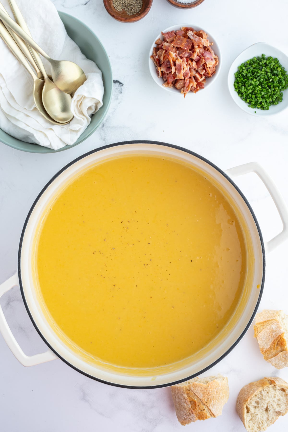 pot of butternut squash and potato soup