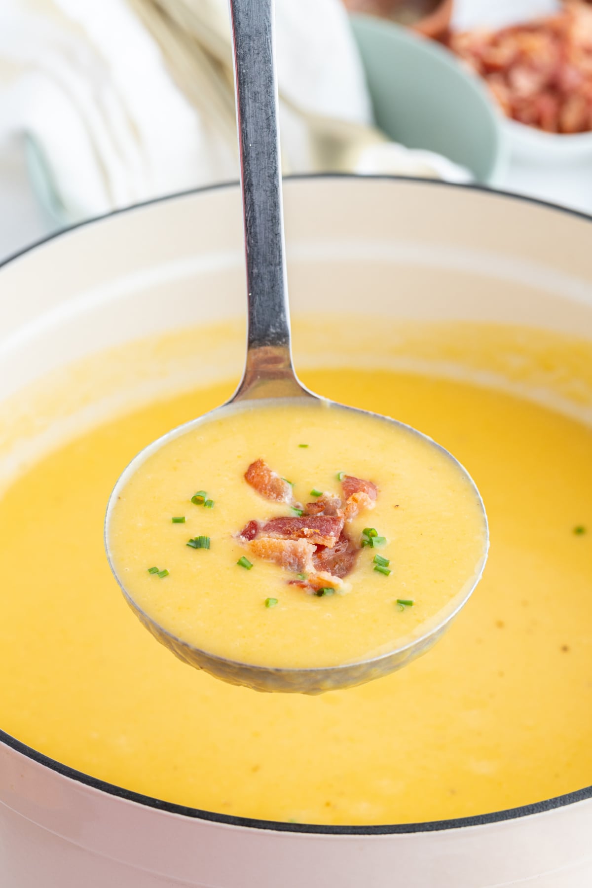 ladle of butternut squash soup