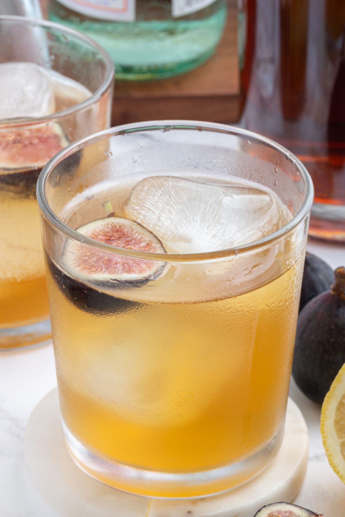 fig old fashioned in a cocktail glass