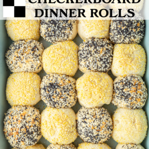pinterest image for checkerboard dinner rolls