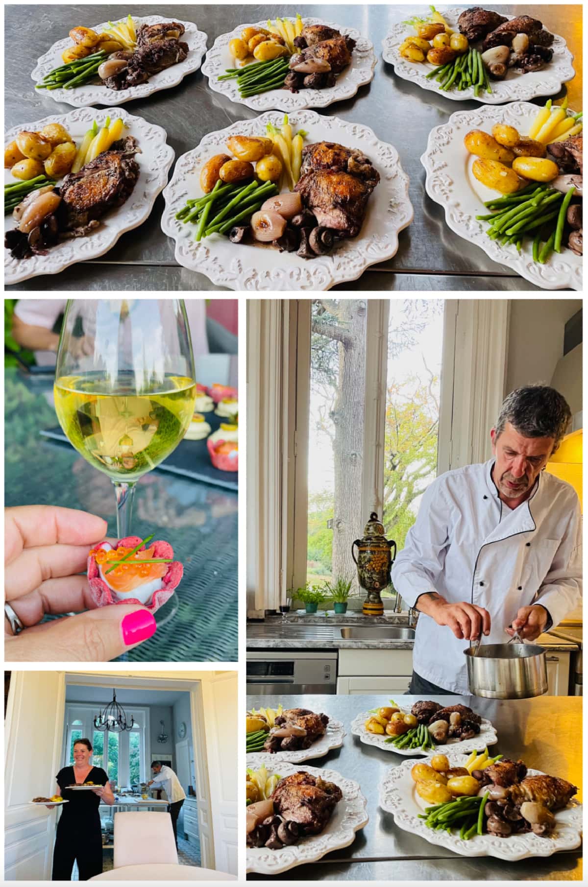 private chef dinner collage at chateau de valcreuse