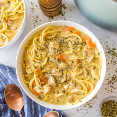 bowl of chicken alfredo soup