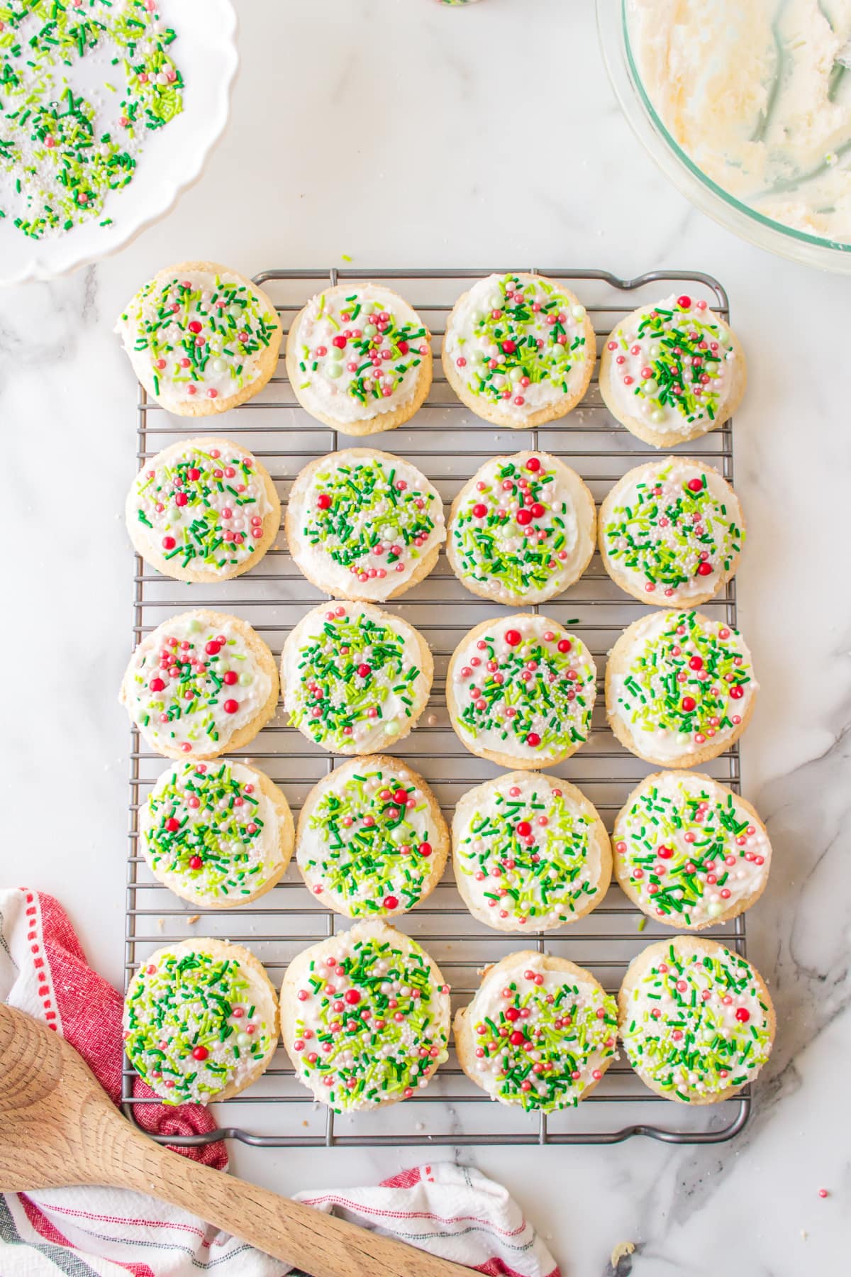 christmas lofthouse cookies on a rack