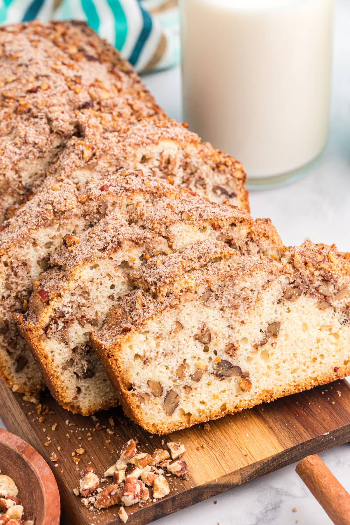 sliced cinnamon pecan bread