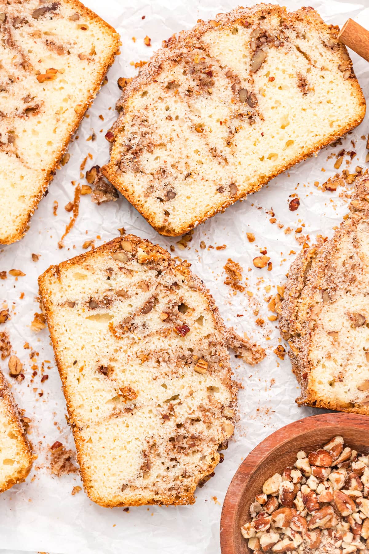 slices of cinnamon pecan bread