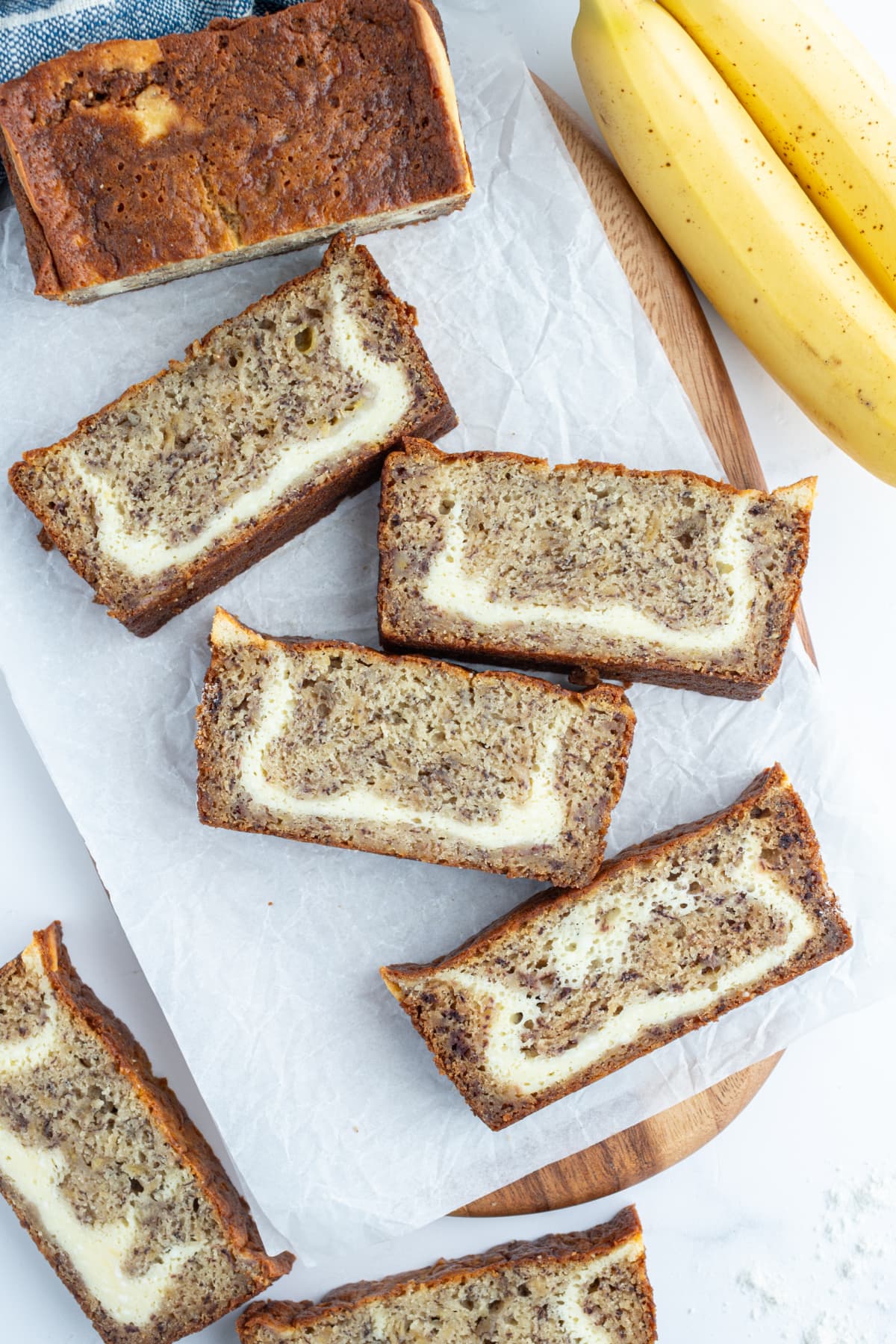 slices of cheesecake banana bread