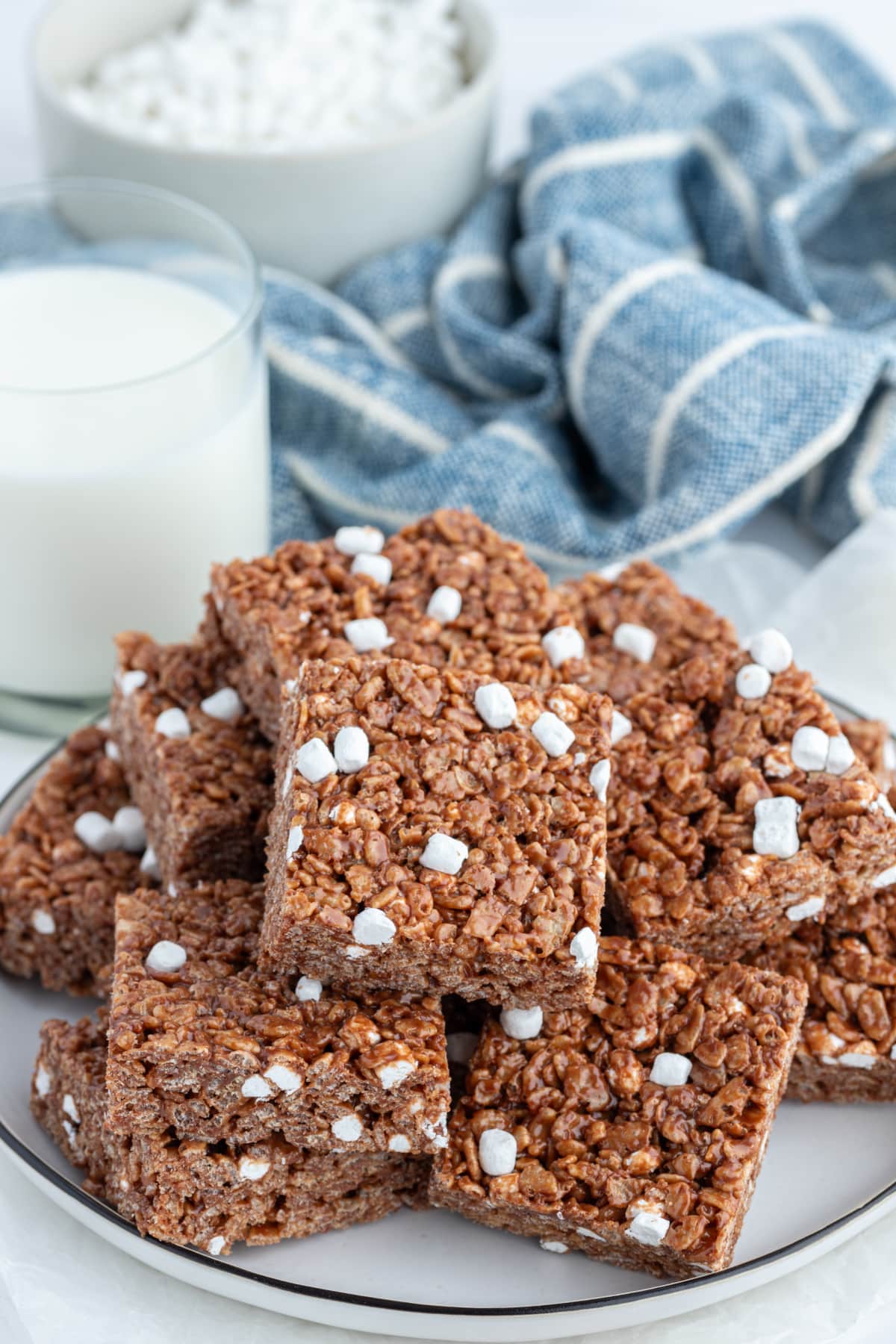 platter of hot cocoa rice krispie treats