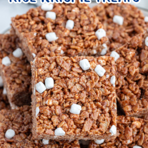 pinterest image for hot cocoa rice krispie treats