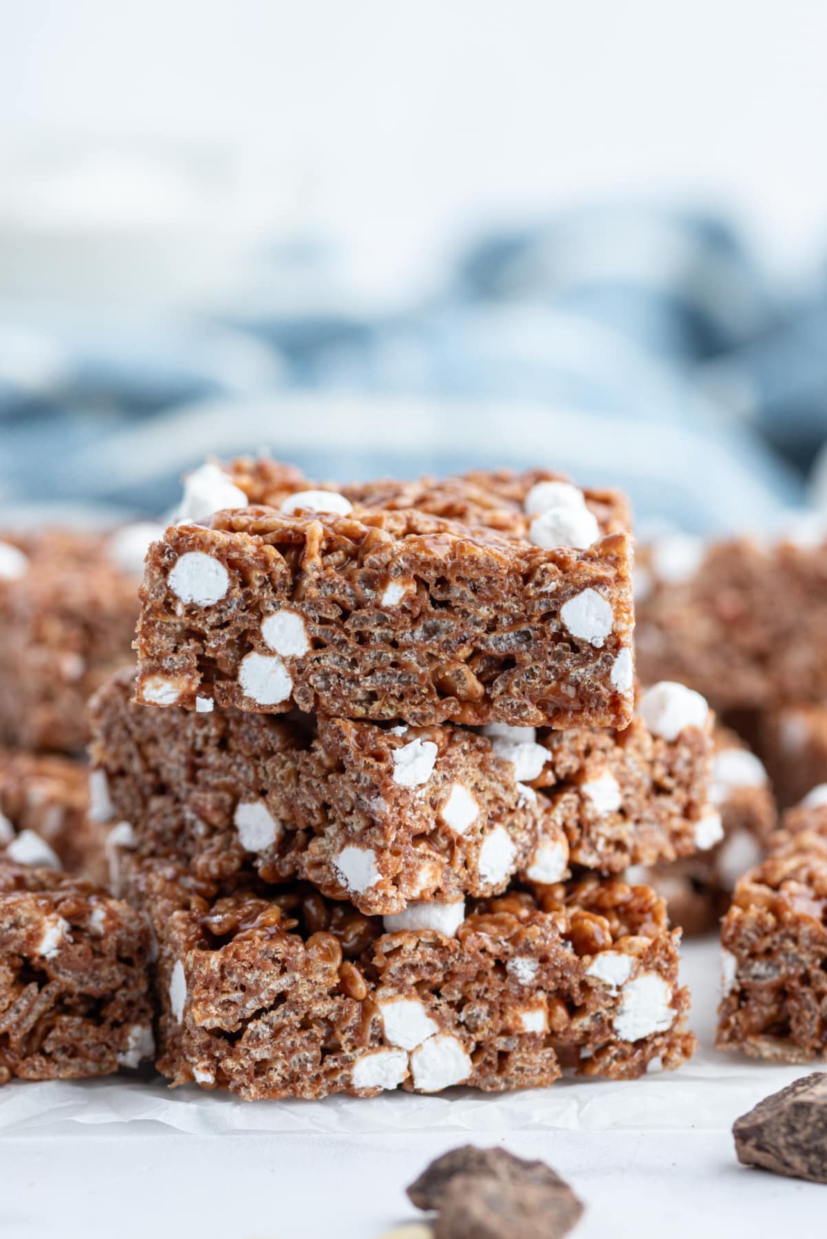 stack of hot cocoa rice krispie treats