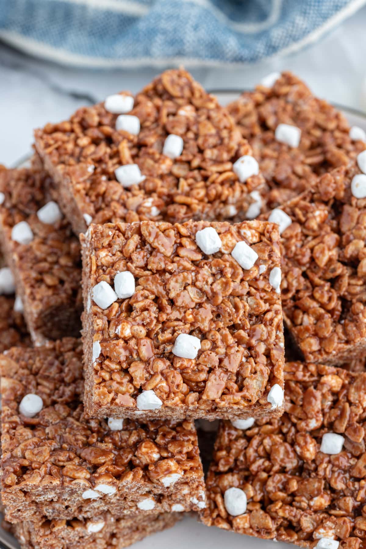 hot cocoa rice krispie treats displayed