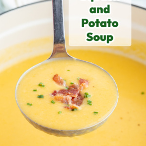 pinterest image for butternut squash and potato soup