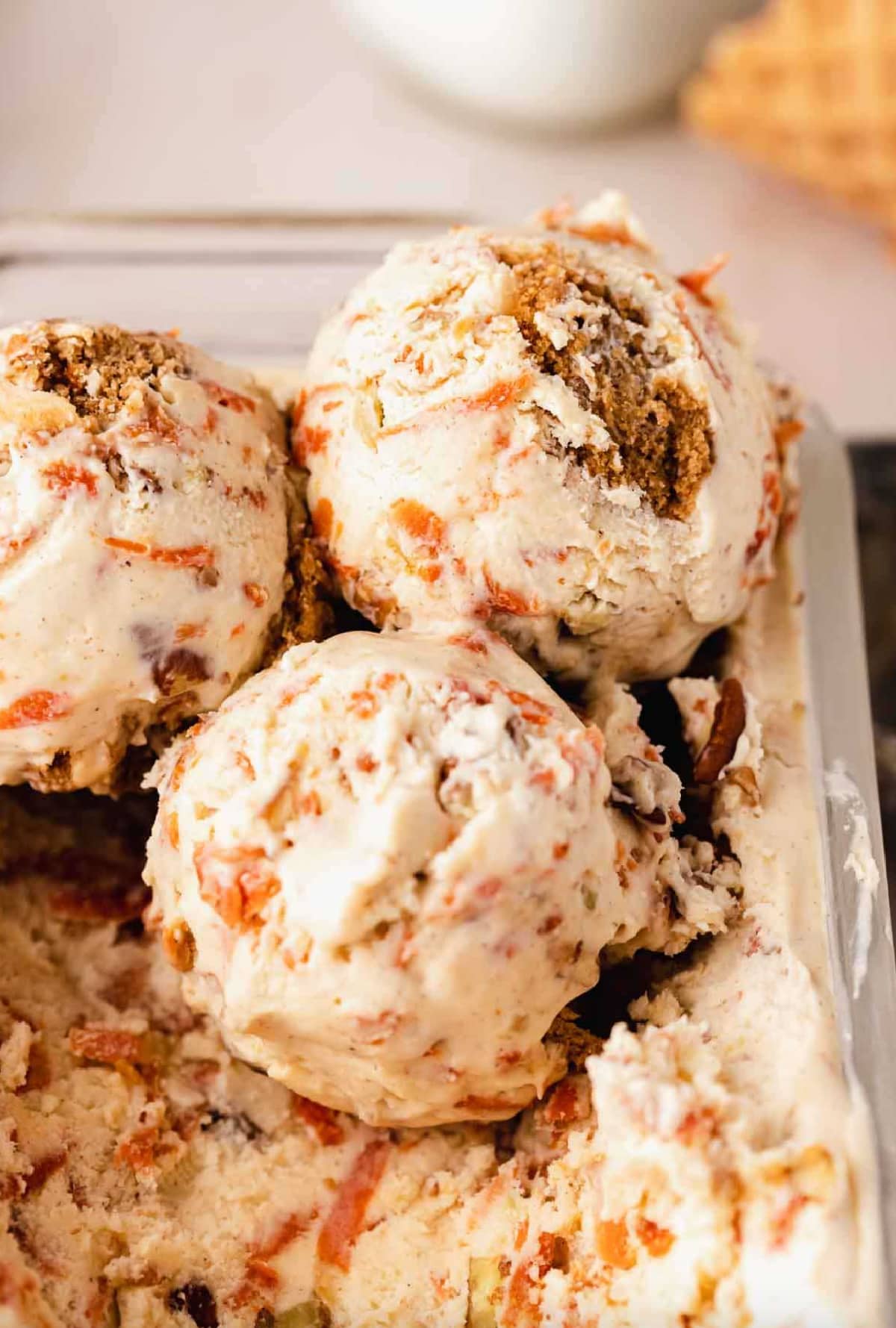 scoops of carrot cake ice cream