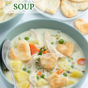 pinterest image for chicken pot pie soup