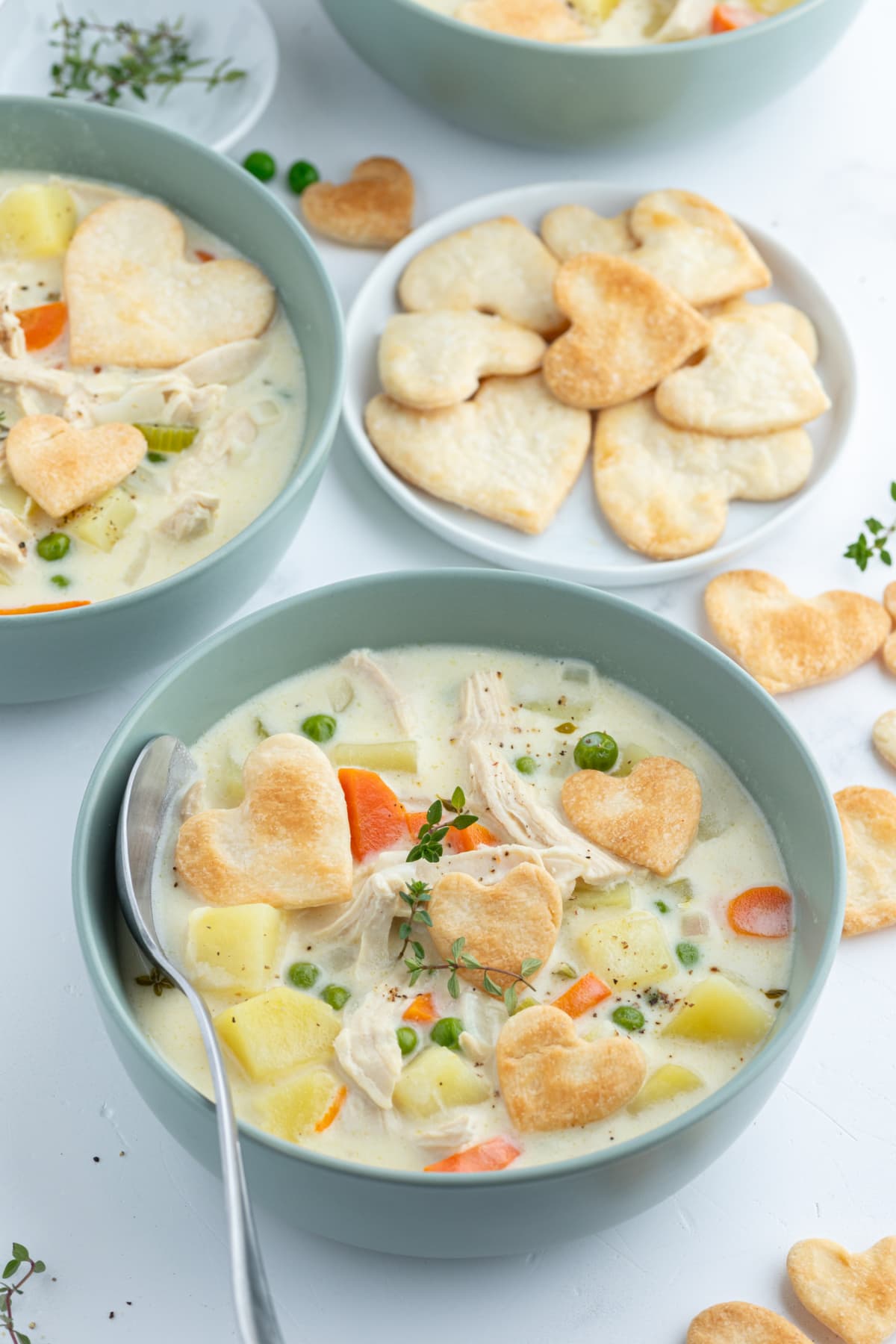 bowls of chicken pot pie soup